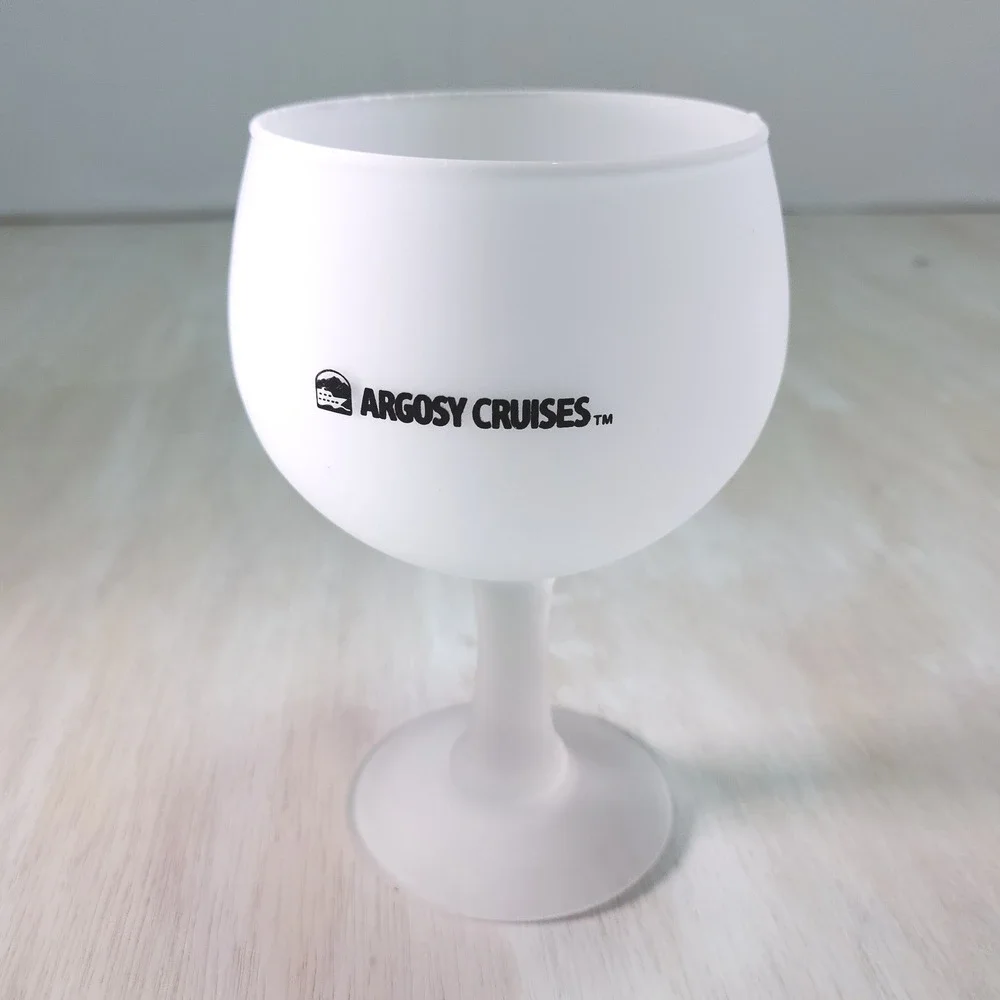 Argosy Cruises Seattle Washington Frosted Glass Souvenir Goblet Skyline 7 inch